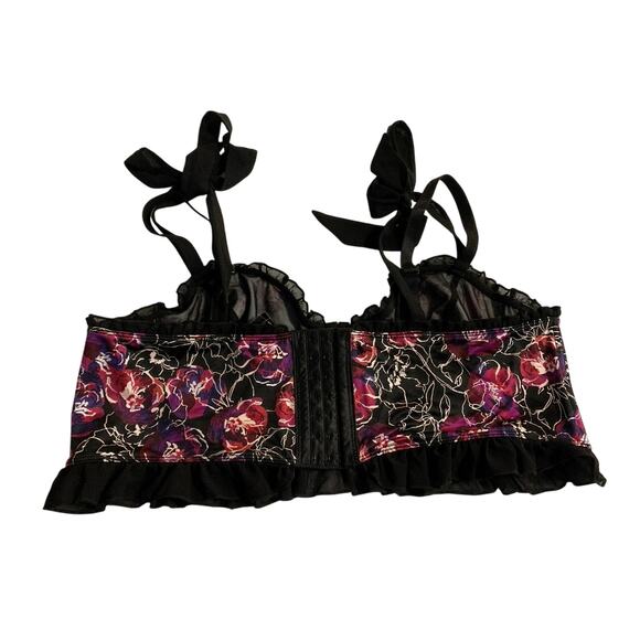 Torrid X Betsey Johnson Floral Print Black Pink Ruffled Longline Bra Size 2 D - Picture 5 of 10